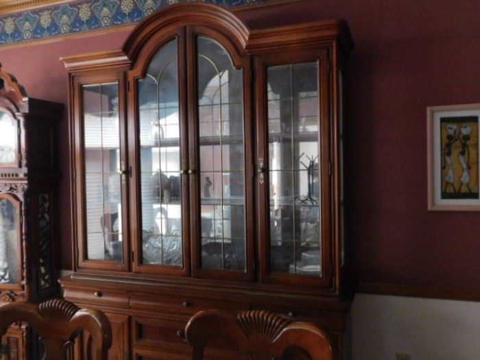 Dixie Furniture company lighted china hutch 
