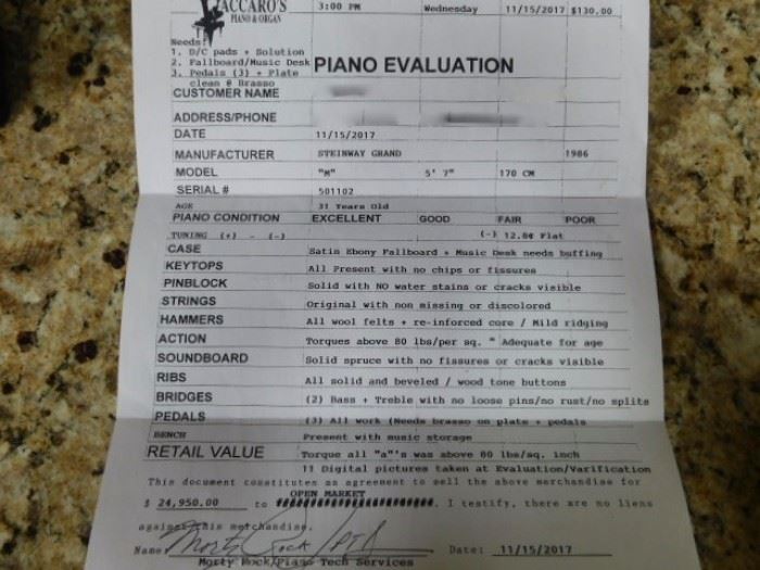Steinway Piano Evaluation 