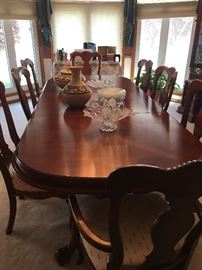 Dining table and 8 chairs.