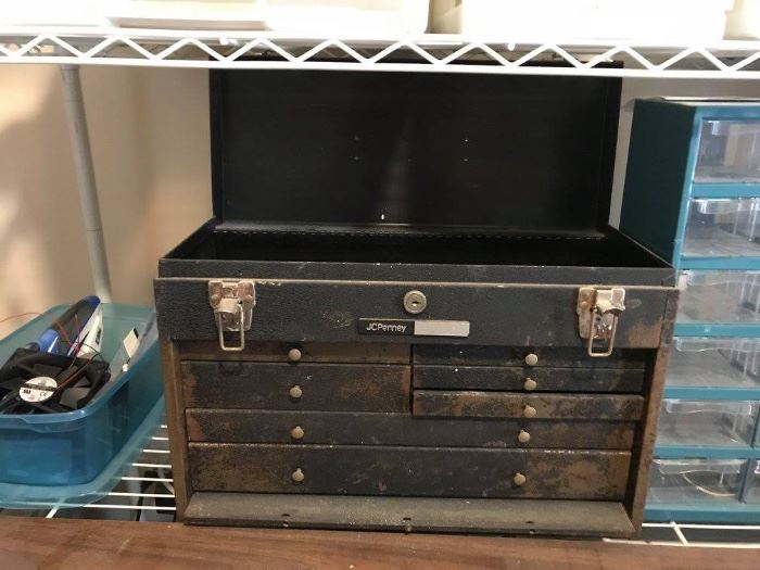 
#37 JC Penny Metal toolbox w/7 drawers
$50
