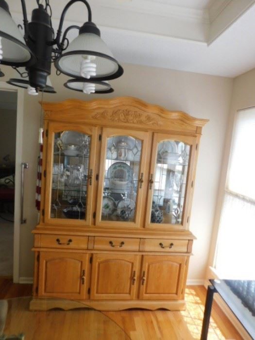 Light oak china cabinet