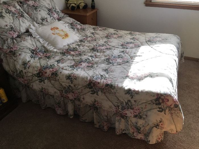 full size bed, box spring and frame