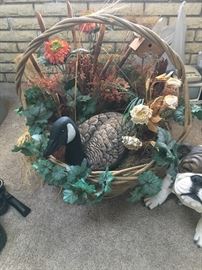 Duck figure, basket arrangement