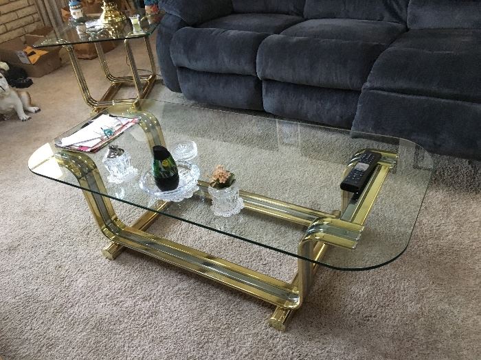 brass and glass coffee table