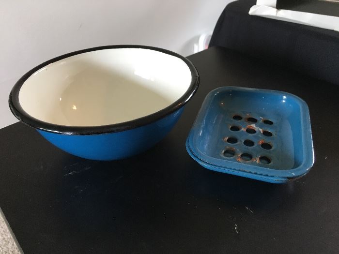 Vintage BCM bowl and soap dish from Poland