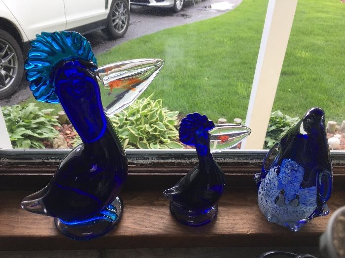 Murano Glass Pelicans and penguin
