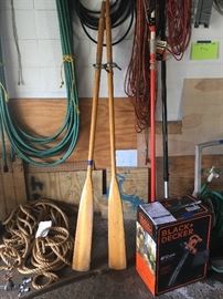 oars; Black & Decker hedge trimmer