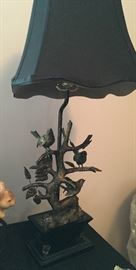 Silver Toned Bird Table lamp