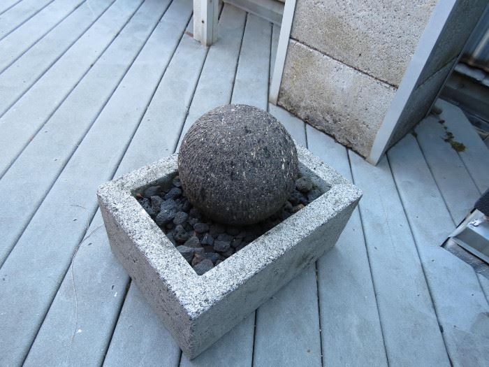 Lot# 112 D                                                                                                               small Modernist Sculptural concrete planter with  concrete spheres   $ 100.00