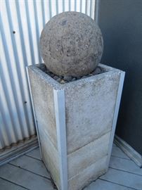 Lot# 112E                                                                                                                 Large Modernist Sculptural concrete planter with  Large concrete spheres   $ 400.00
