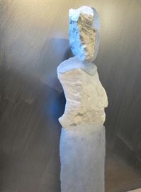 Lot# 114                                                                                                     "White Lives" by  SCOON THOMAS Glass and Limestone  23 X 6 X 3 inches      $ 2700.00