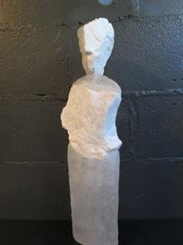 Lot# 114                                                                                                     "White Lives" by  SCOON THOMAS Glass and Limestone  23 X 6 X 3 inches