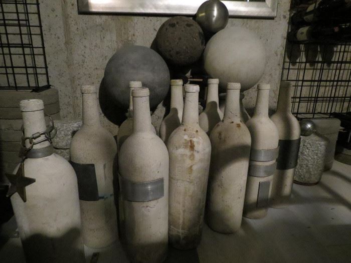 Lot# 128                                                                                                         LG  Cement concrete wine bottle sculpture, decoration minimalist   $ 50.00 each