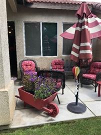 Tons of patio furniture and decor 