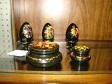 Ukranian Handpainted Eggs and Round Boxes