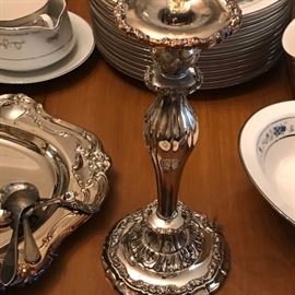 Pair of large silver plate candlesticks.