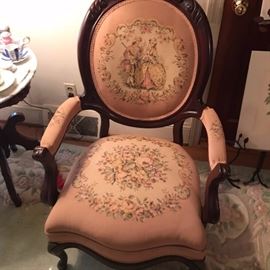Victorian reproduction Tapestry Gentleman's arm chair.