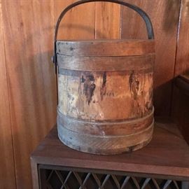 Wooded maple syrup bucket.