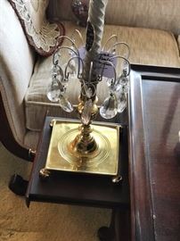 Va. Metalcrafter candlesticks with added crystal drops. Both one of a pair.