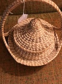 Phenomenal sea grass lidded basket.