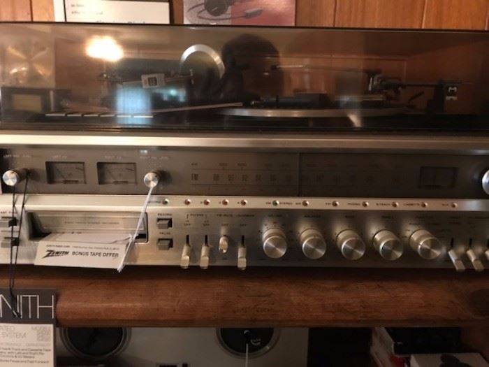 Vintage Zenith set complete with record player, tape player and 8 track tape player!