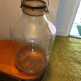 Extra large vintage jar with handle.