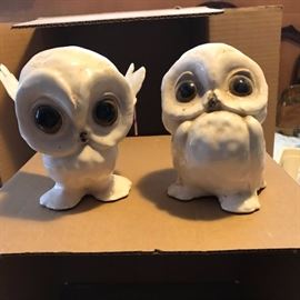 Pair of mid century California pottery owls!  What a HOOT!