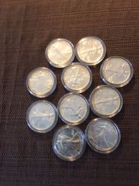 Almost mint Liberty Standing Silver dollars.