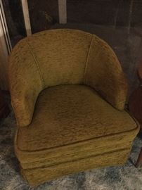 Olive green crushed velvet swivel chair
