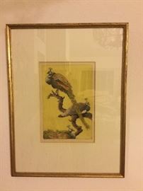 Benson Bond Moore (1882-1974) lithograph of peacocks