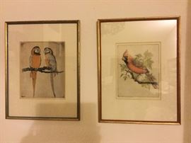Bird Lithos also by Benson Moore, each marked 50 in pencil