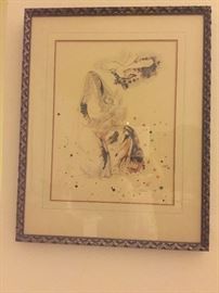 Very large watercolor of Mother and Child by Reuben Rubin Israeli (1893-1974) 