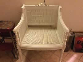 Vintage cane and wood white chair, very chic