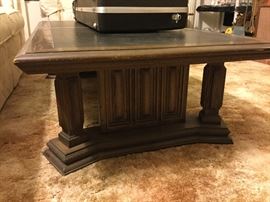 Coffee table, this is the end detail, black top