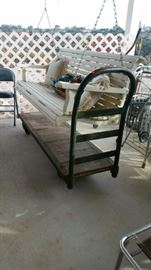 Mega heavy iron with wood base rolling cart