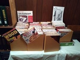 Large Selection Woodworking Magazines including Fine Woodworking, Woodworkers Journal, & Popular Woodworking.