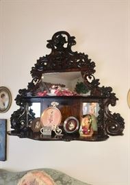 Carved wood shelving