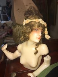 Amazing antique wax doll bust