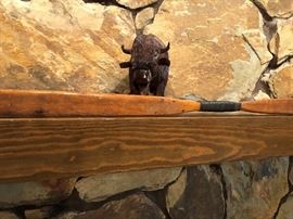 Wooden Buffalo and Hand Made Bow
