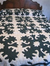 depression era full size bed & quilt 