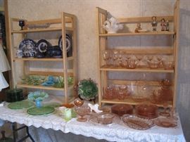 pink & green depression glass