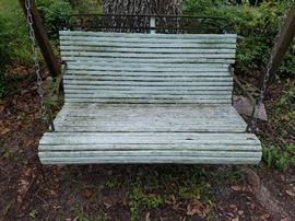 Vintage cast iron & wood swing-very stable! with frame