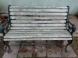 Vintage cast iron & wood park bench, very stable!