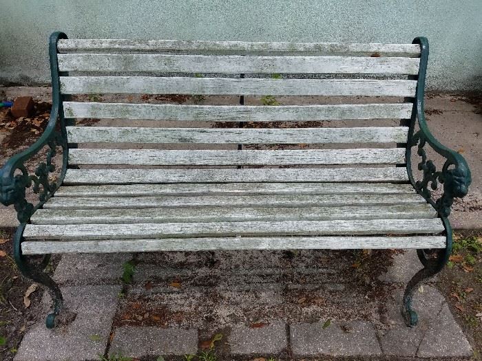 Vintage cast iron & wood park bench, very stable!