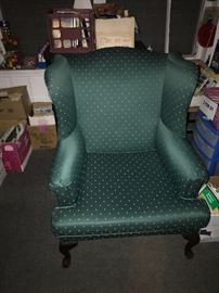 GREEN WINGBACK CHAIR