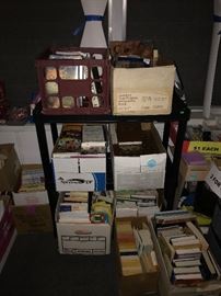 TON OF BOOKS / LOTS AND LOTS OF SCHOOL SUPPLIES, STATIONARY, PENS, PENCILS, MARKERS, NOTEBOOKS, POST CARDS, POST-IT NOTES AND MORE