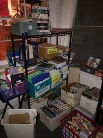 TON OF BOOKS / LOTS AND LOTS OF SCHOOL SUPPLIES, STATIONARY, PENS, PENCILS, MARKERS, NOTEBOOKS, POST CARDS, POST-IT NOTES AND MORE