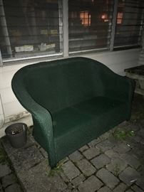 GREEN WICKER LOVE-SEAT
