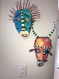 HAND-MADE COLORFUL METAL MASKS / WALL ART