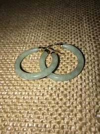 10K GOLD JADE EARRINGS